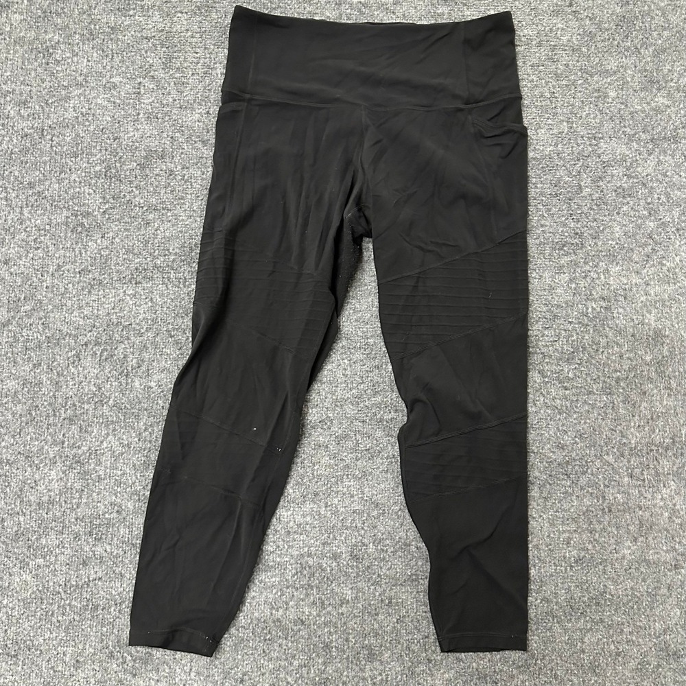 Athleta Moto Tight Womens Size 1X Black Inclination Ribbed High Rise Leggings